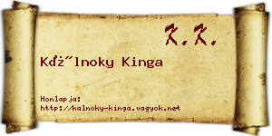 Kálnoky Kinga névjegykártya